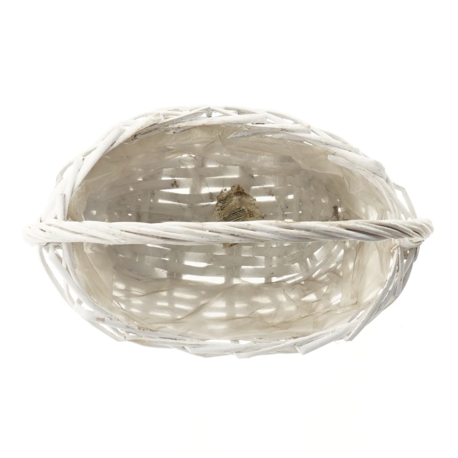 Hvid fletkurv med hank (str. 25 cm)