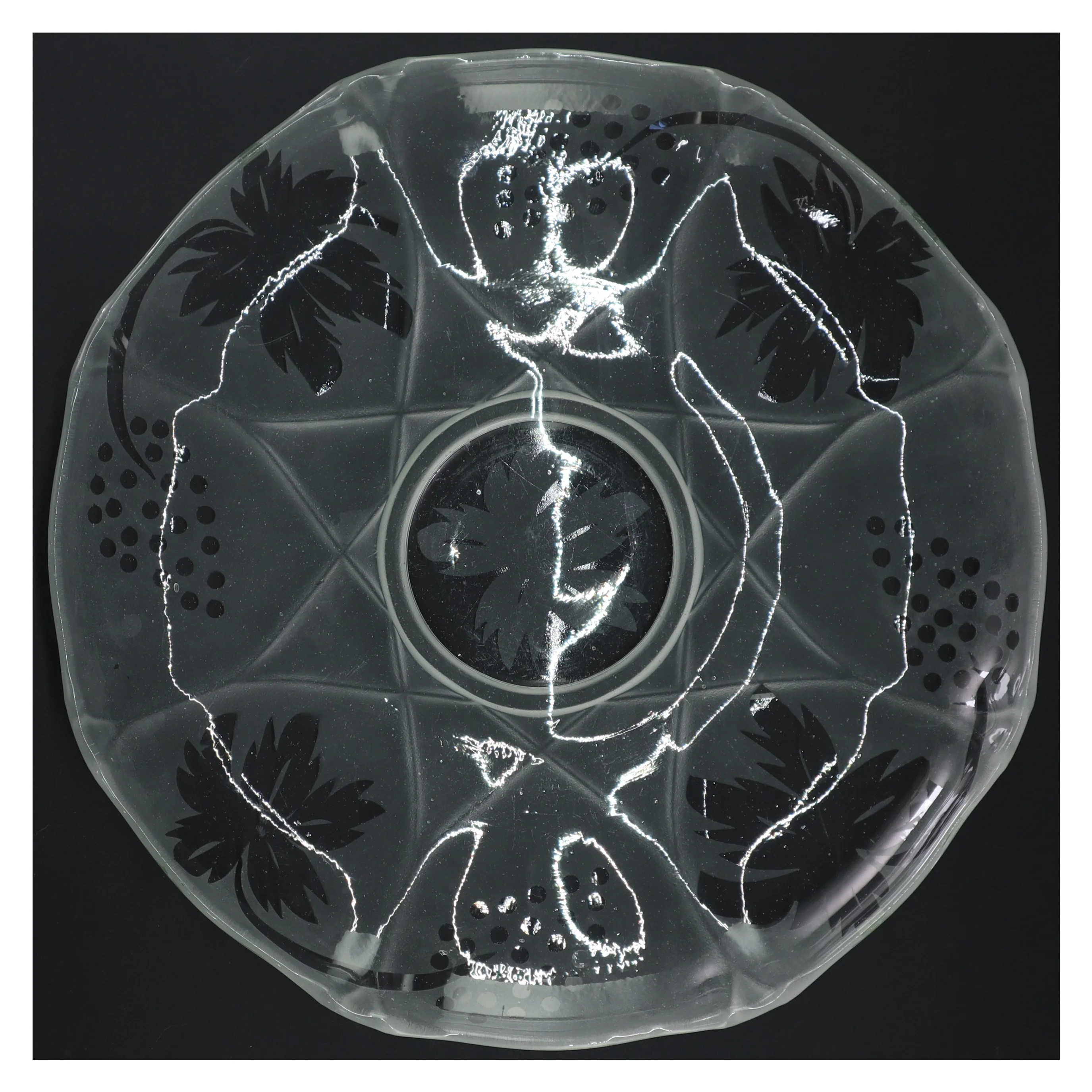 Glasfad med blomster (str. Ø. 28 cm)