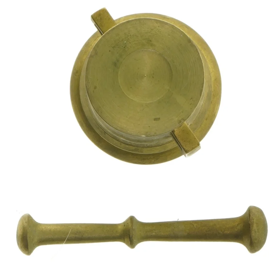 Messing morter og støder (str. Ø 6,5x7 cm)