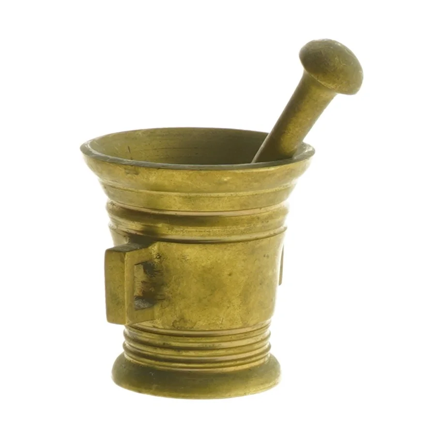 Messing morter og støder (str. Ø 6,5x7 cm)