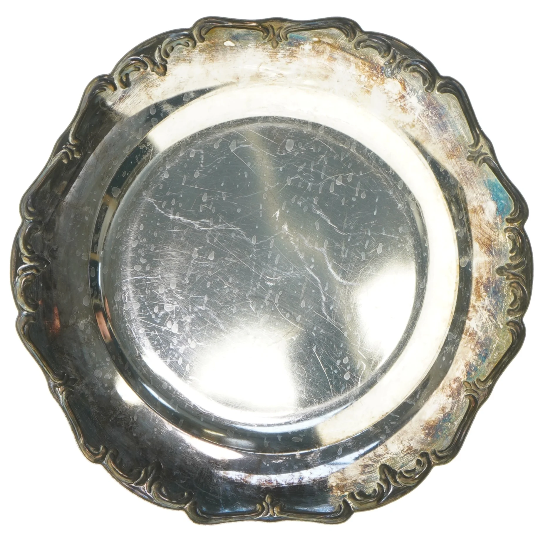 Antikt metal fad (str. Ø 25 cm)