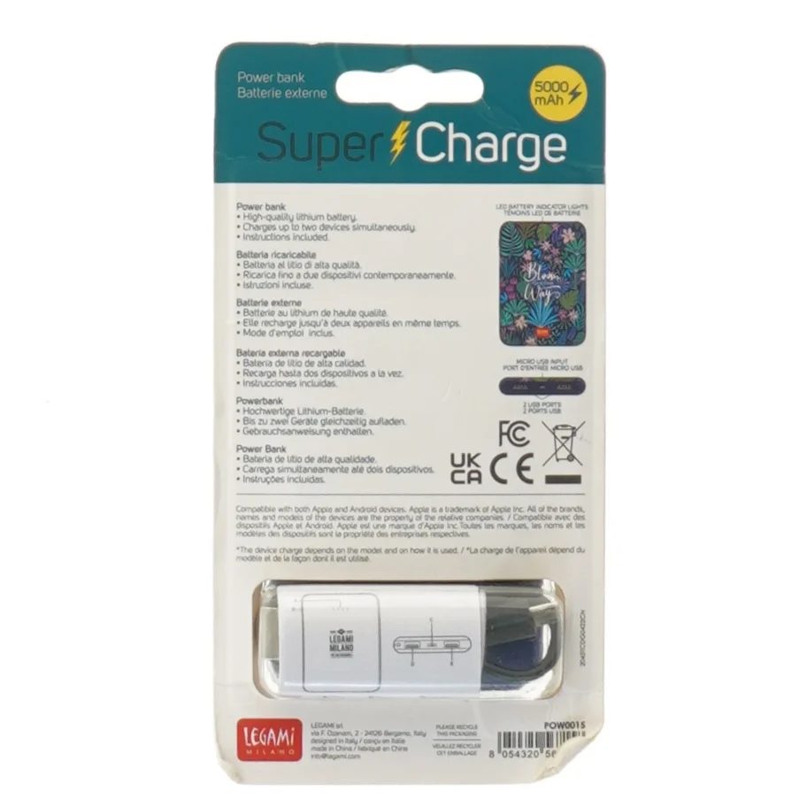 Powerbank med blomstermønster