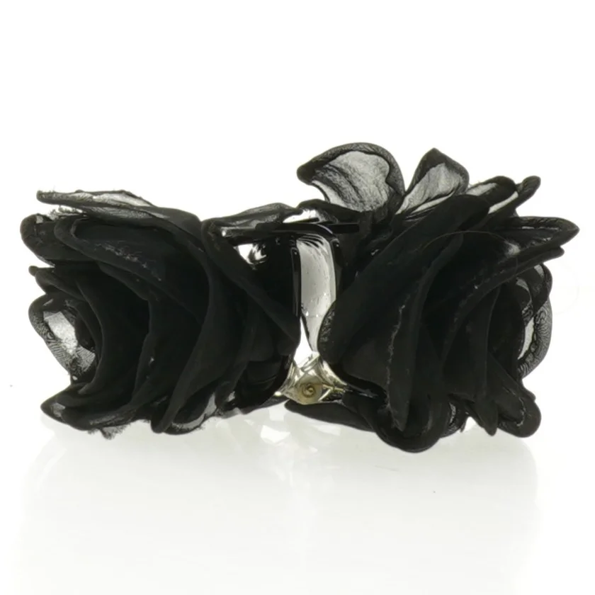 Sort hårklemme med blomst