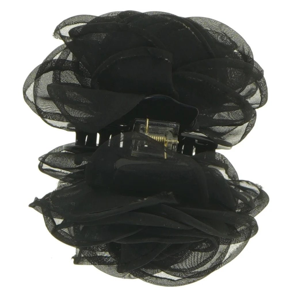 Sort hårklemme med blomst