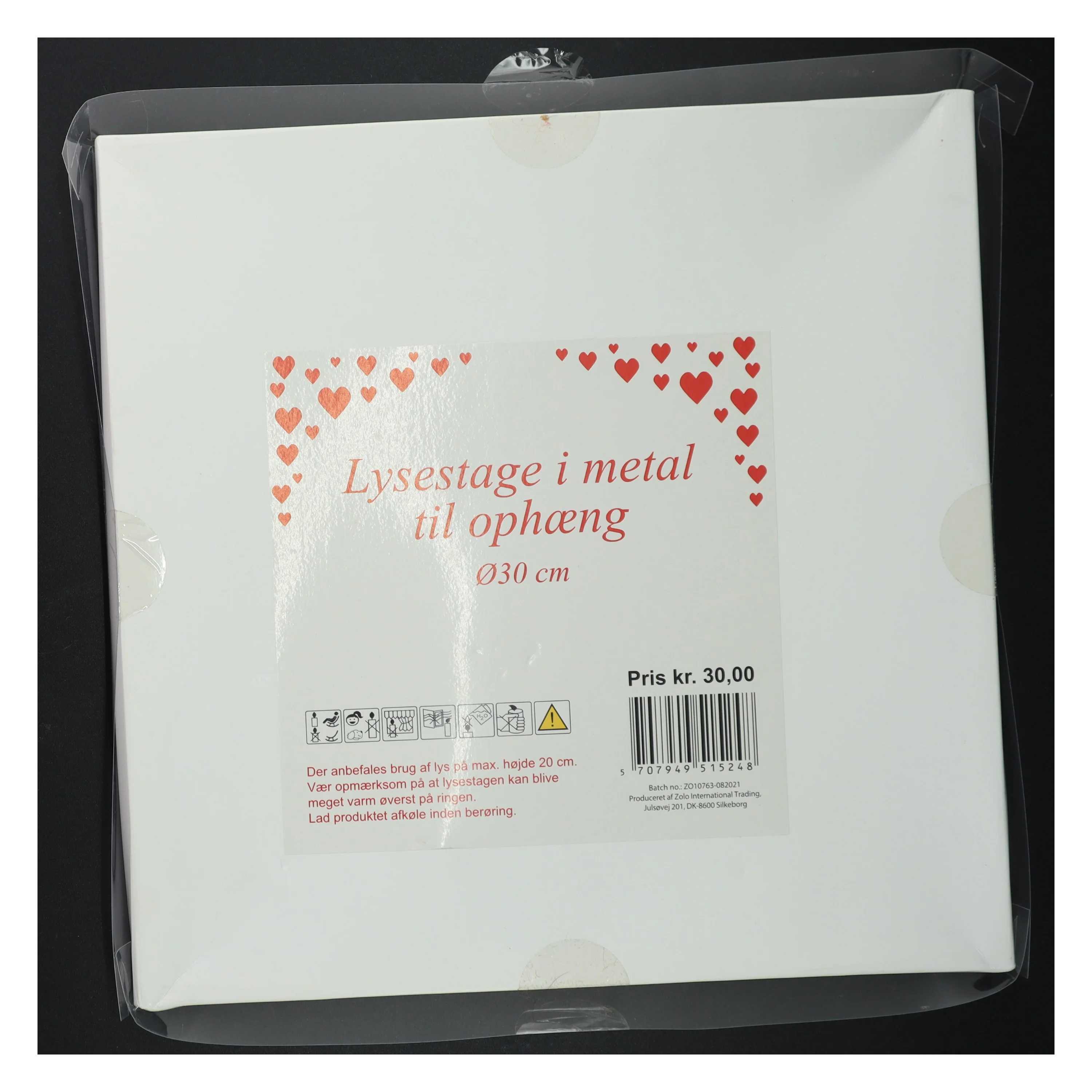 Lysestage i metal til ophæng (str. Ø 30 cm)