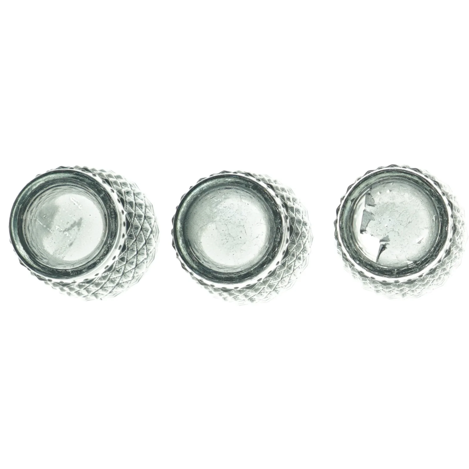 Glaskrus med præget mønster (str. H 9 cm)