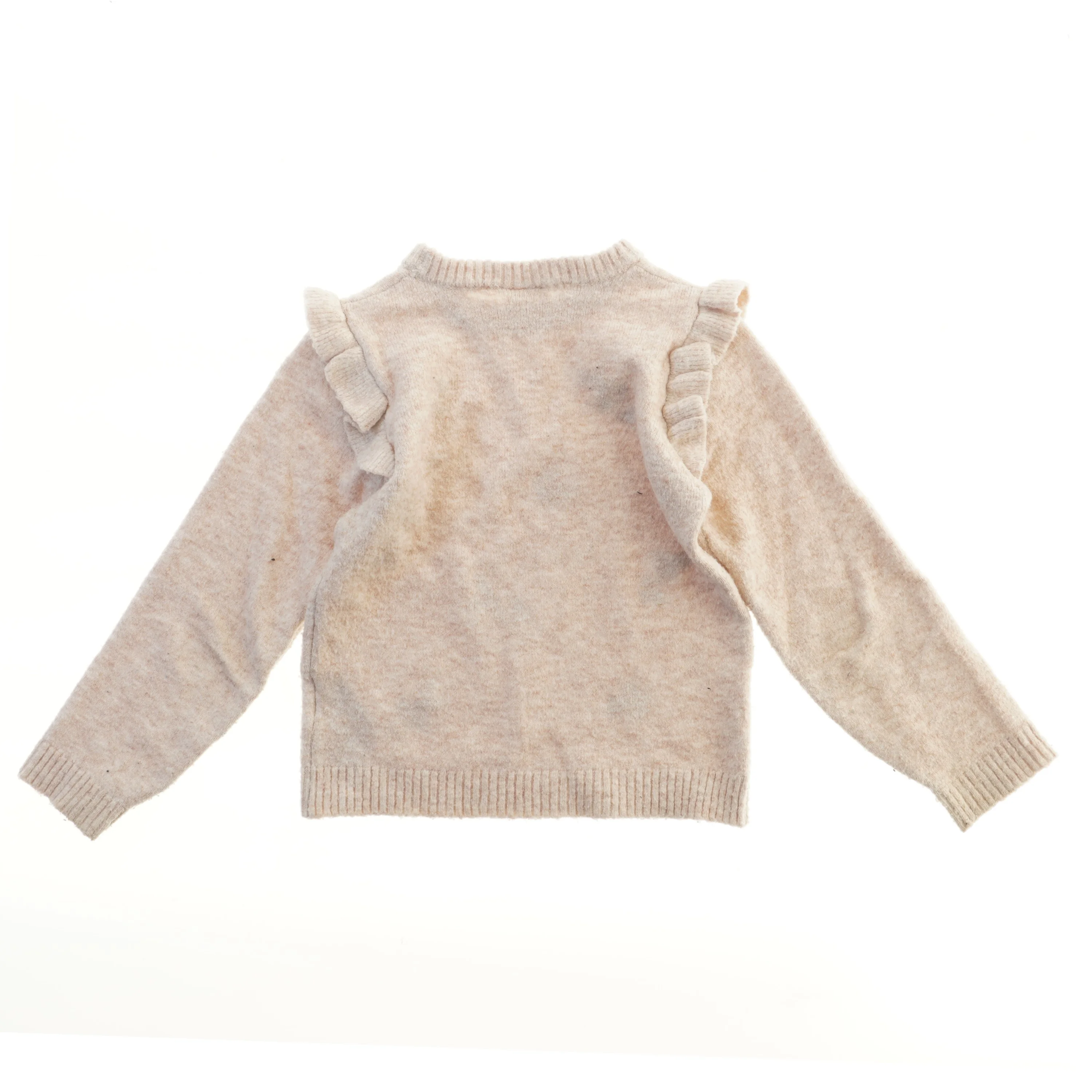 Børnesweater med flæser og blomstermønster fra Minymo (str. 122)