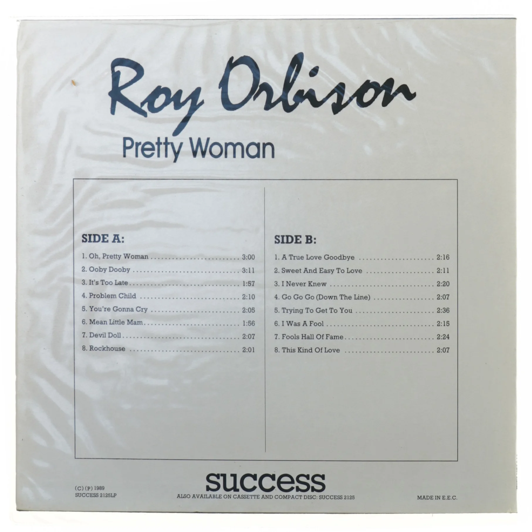 LP Roy Orbiron ‘Pretty woman’ fra Succes (str. 31 x 31 cm)