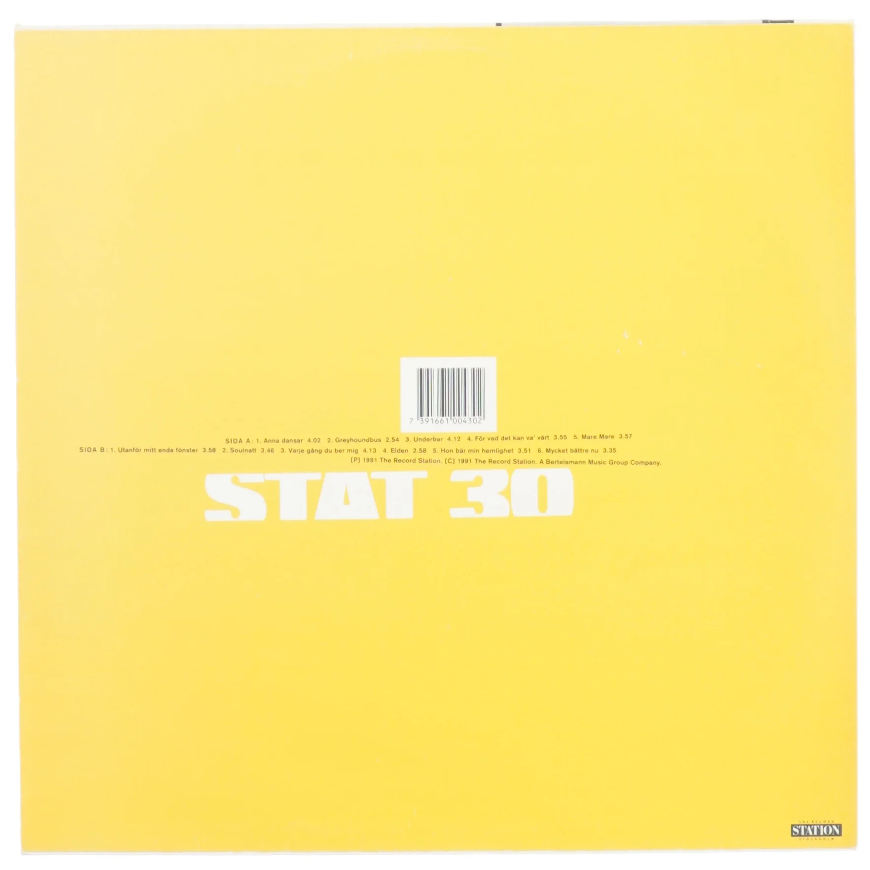 Lp plade anders glenmark 99 fra The Record Station Stockholm (str. 31 x 31 cm)