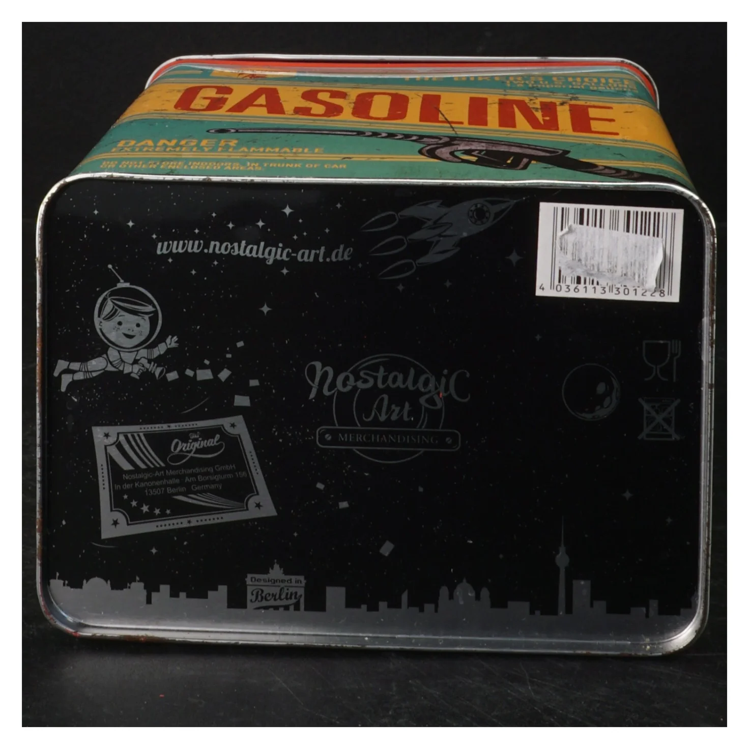 Metaldåse med Gasoline-tema