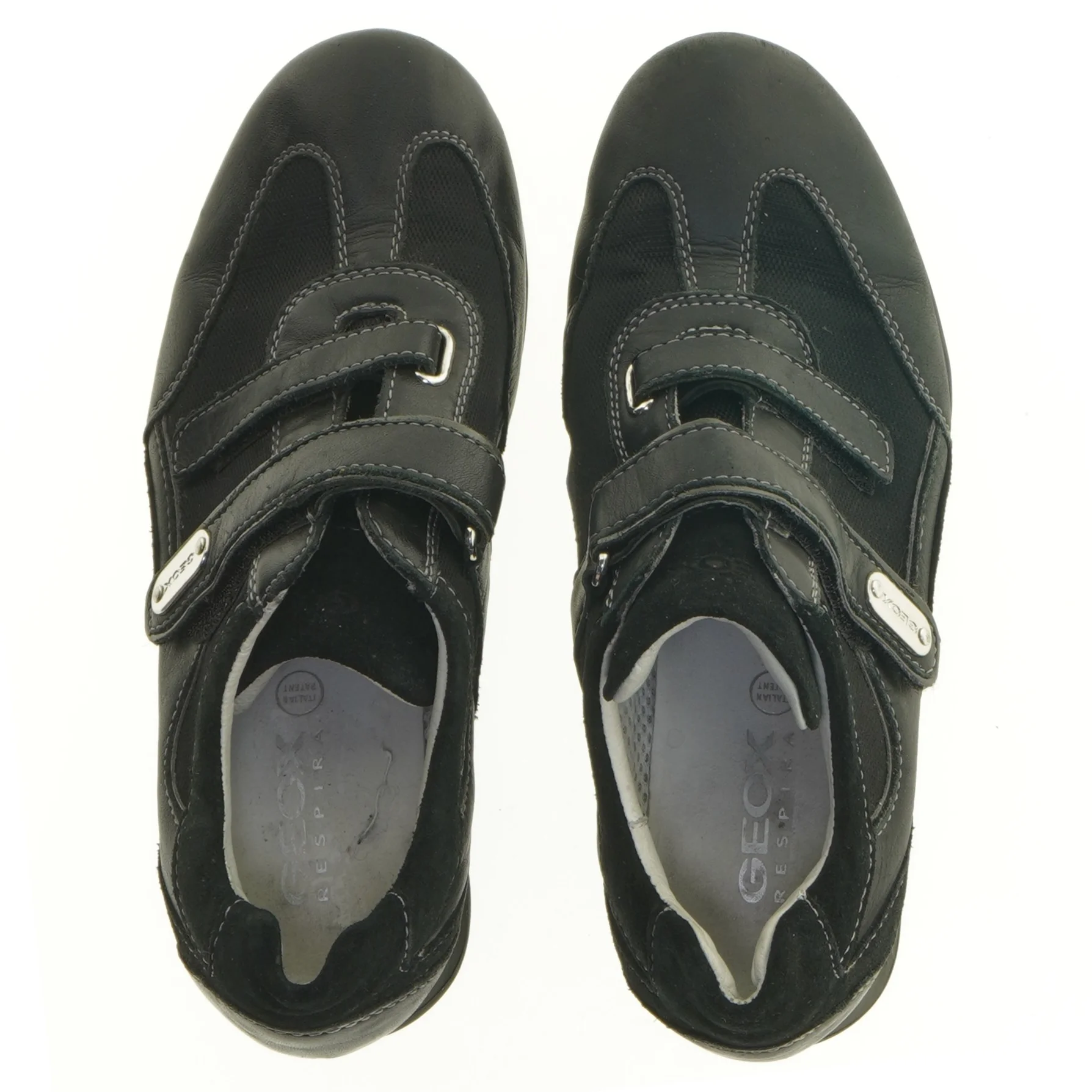 Sorte lædersko med velcro fra Geox (str. 36,5)