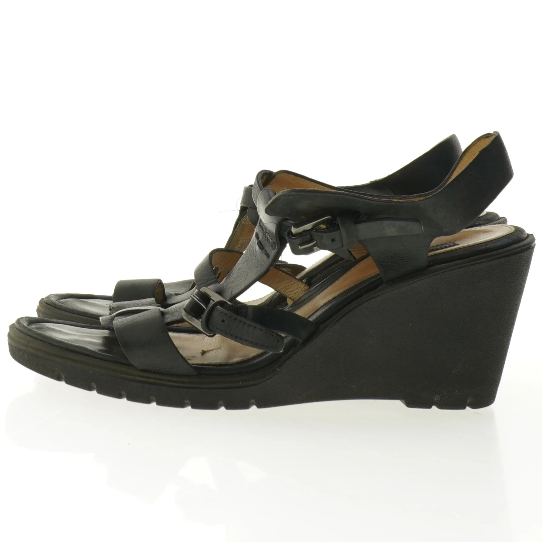 Sorte sandaler med kilehæl fra Ecco (str. 36)