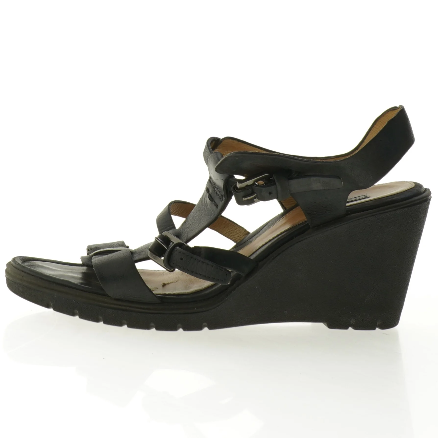 Sorte sandaler med kilehæl fra Ecco (str. 36)