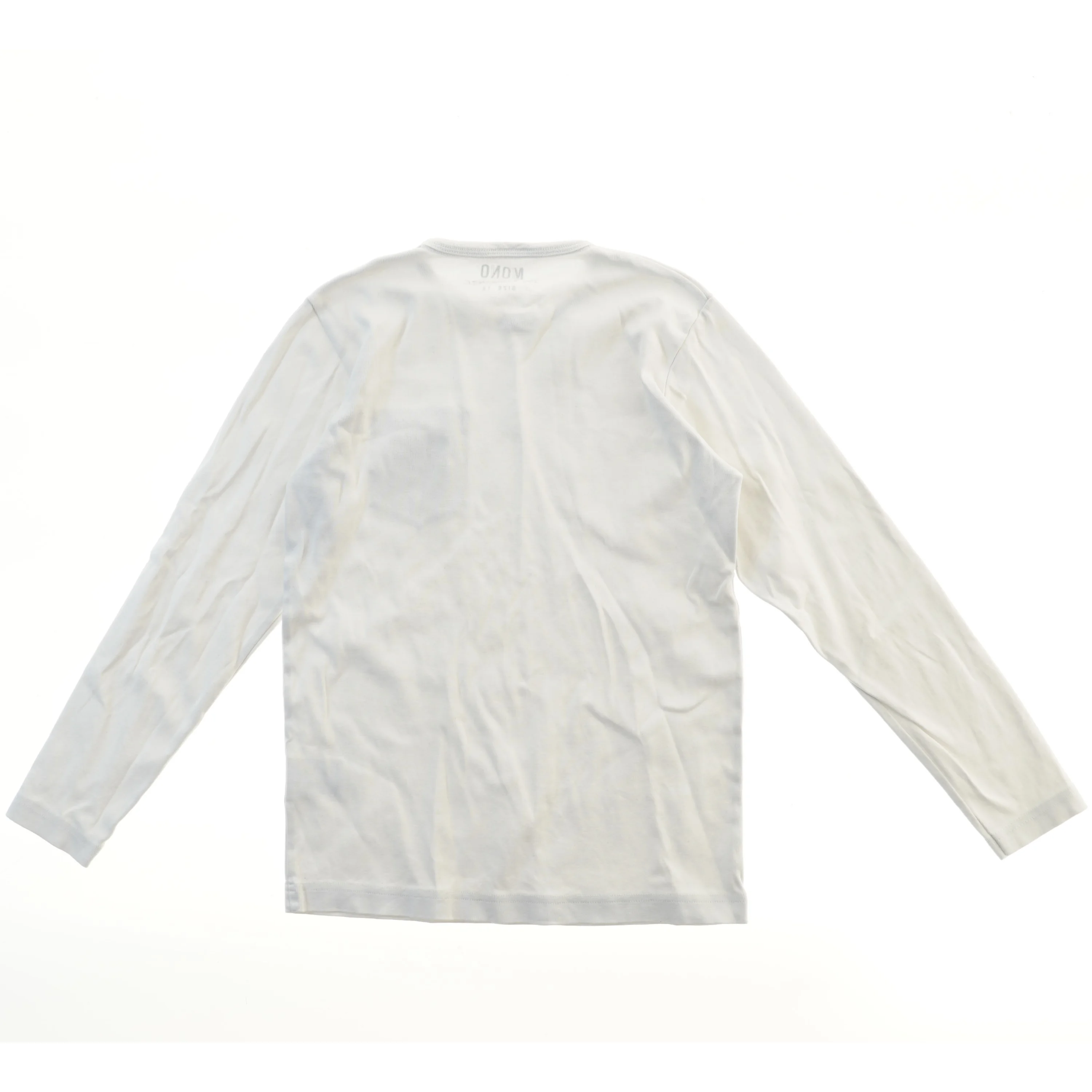 Langærmet hvid bluse med brystlomme fra Mono (str. 152)