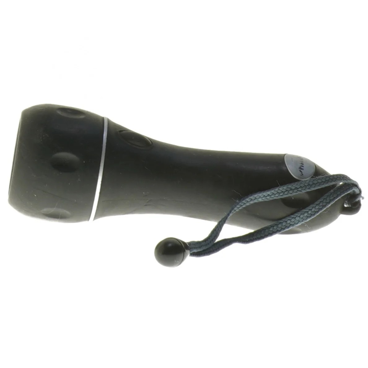 Sort lommelygte med snor (str. 16 cm)