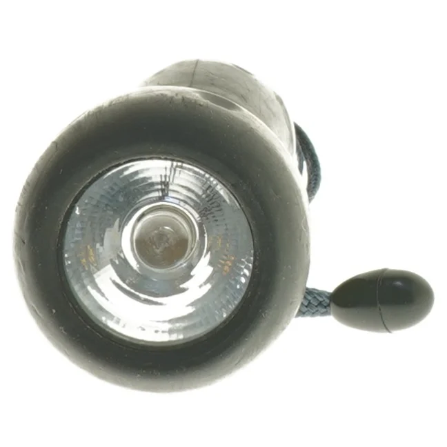 Sort lommelygte med snor (str. 16 cm)