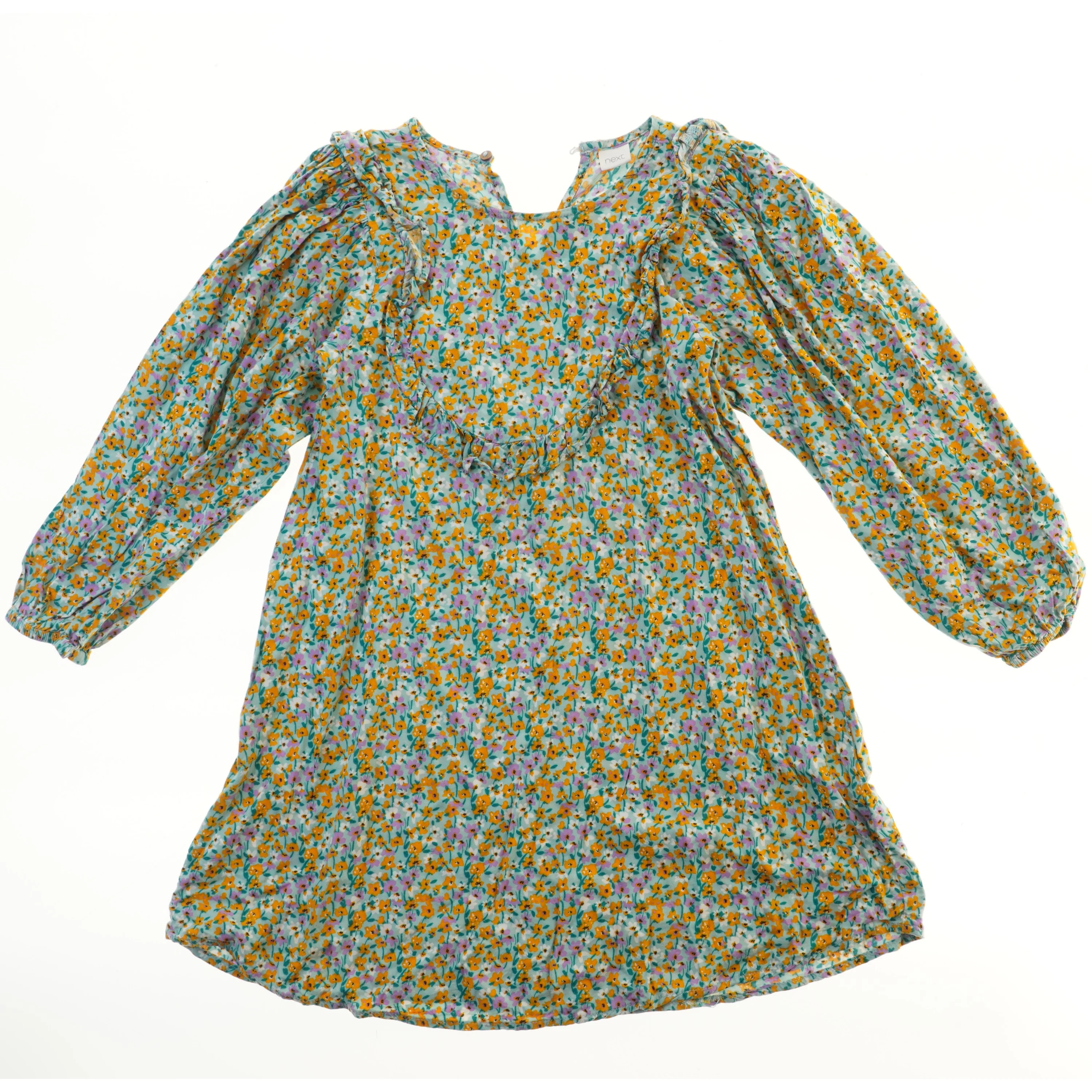 Blomstret kjole med lange ærmer fra Next (str. 140)