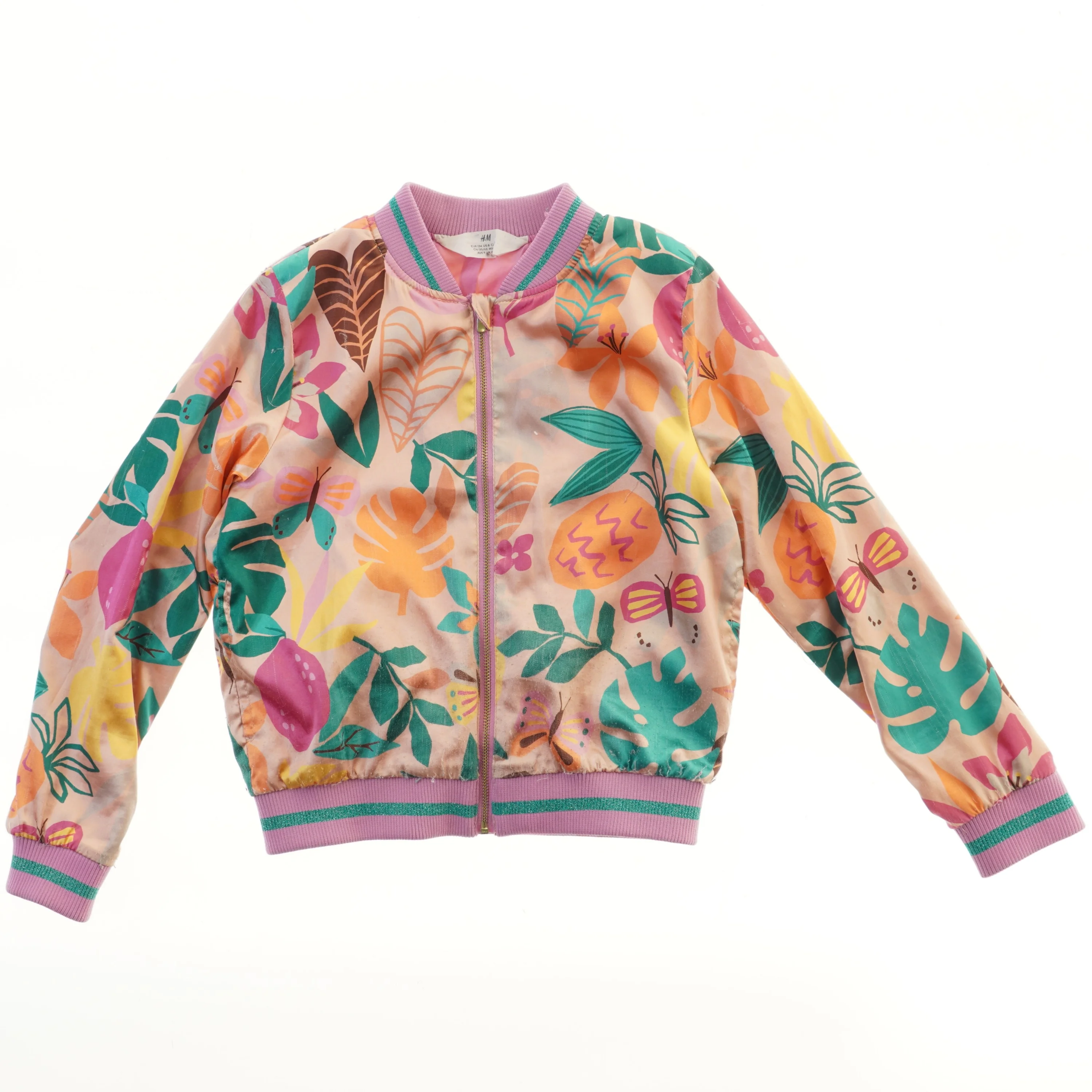 Bomberjakke med tropisk mønster fra H&M (str. 134)