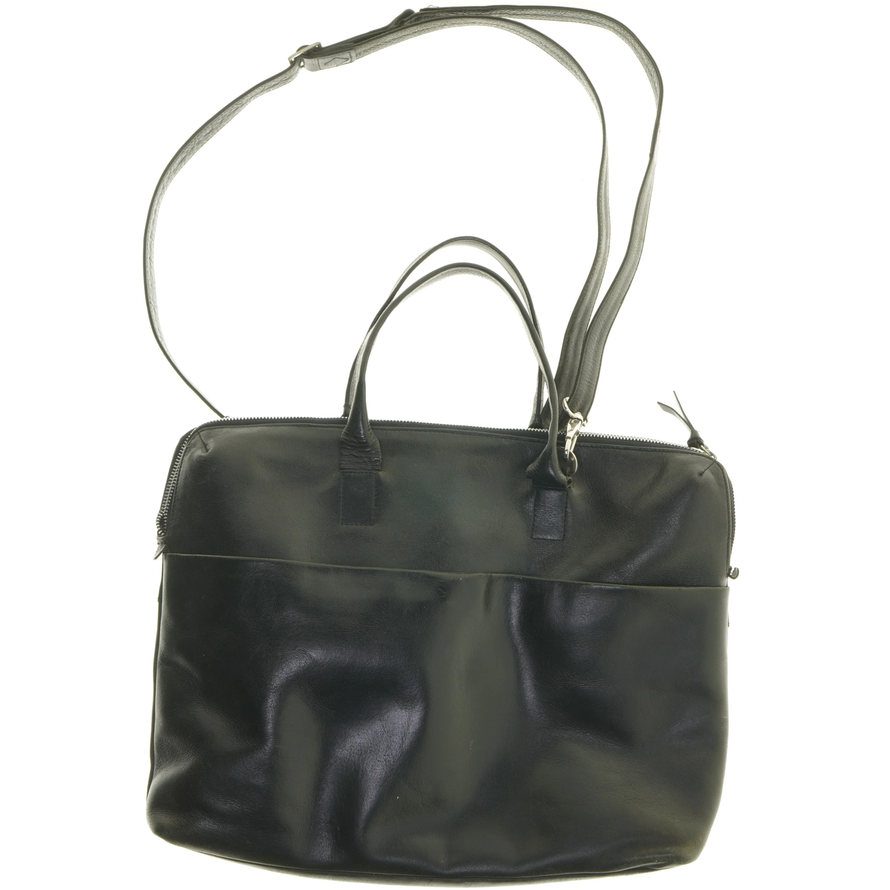 Sort læder taske med skulderrem fra Royal Republio (str. 35x43,5 cm)