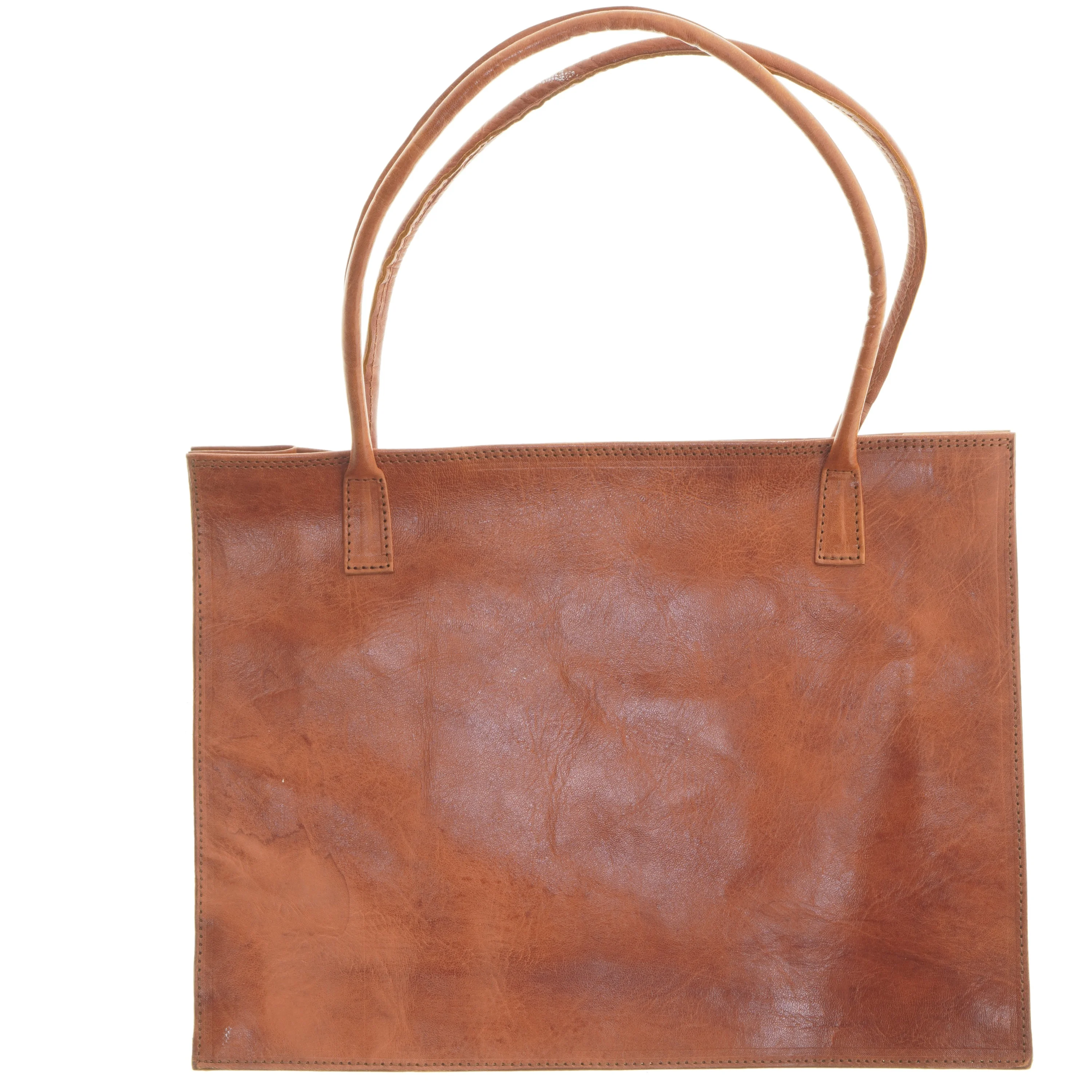 Brun lædertaske (str. 37x28,5 cm)