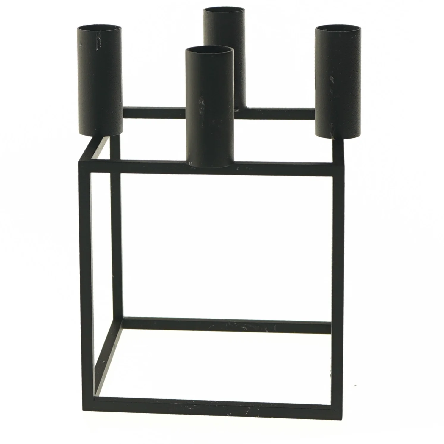 Kubus  lysestage (str. 20x14 cm) i støbejern. 