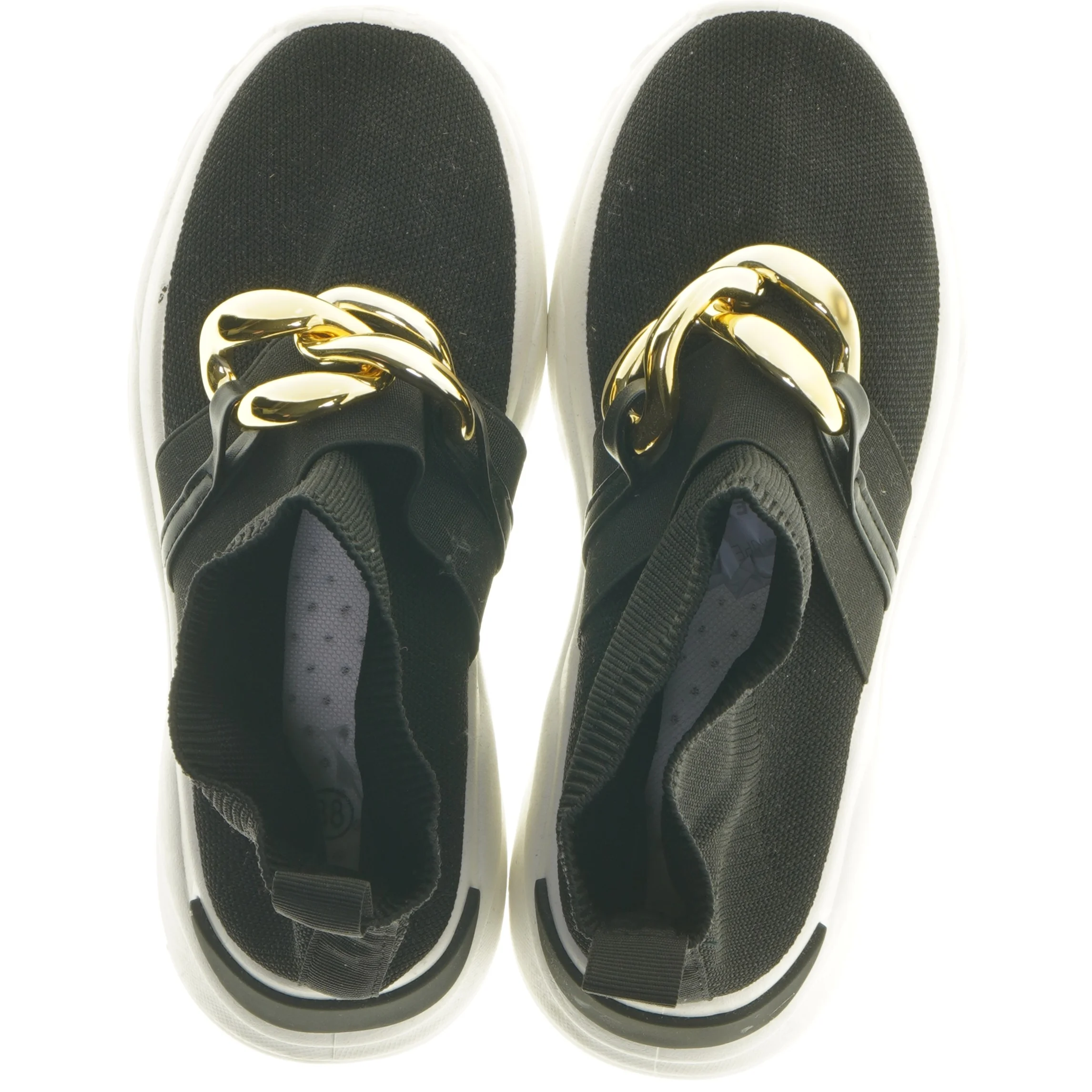 Sort sneakers med guldkæde (str. 38 )