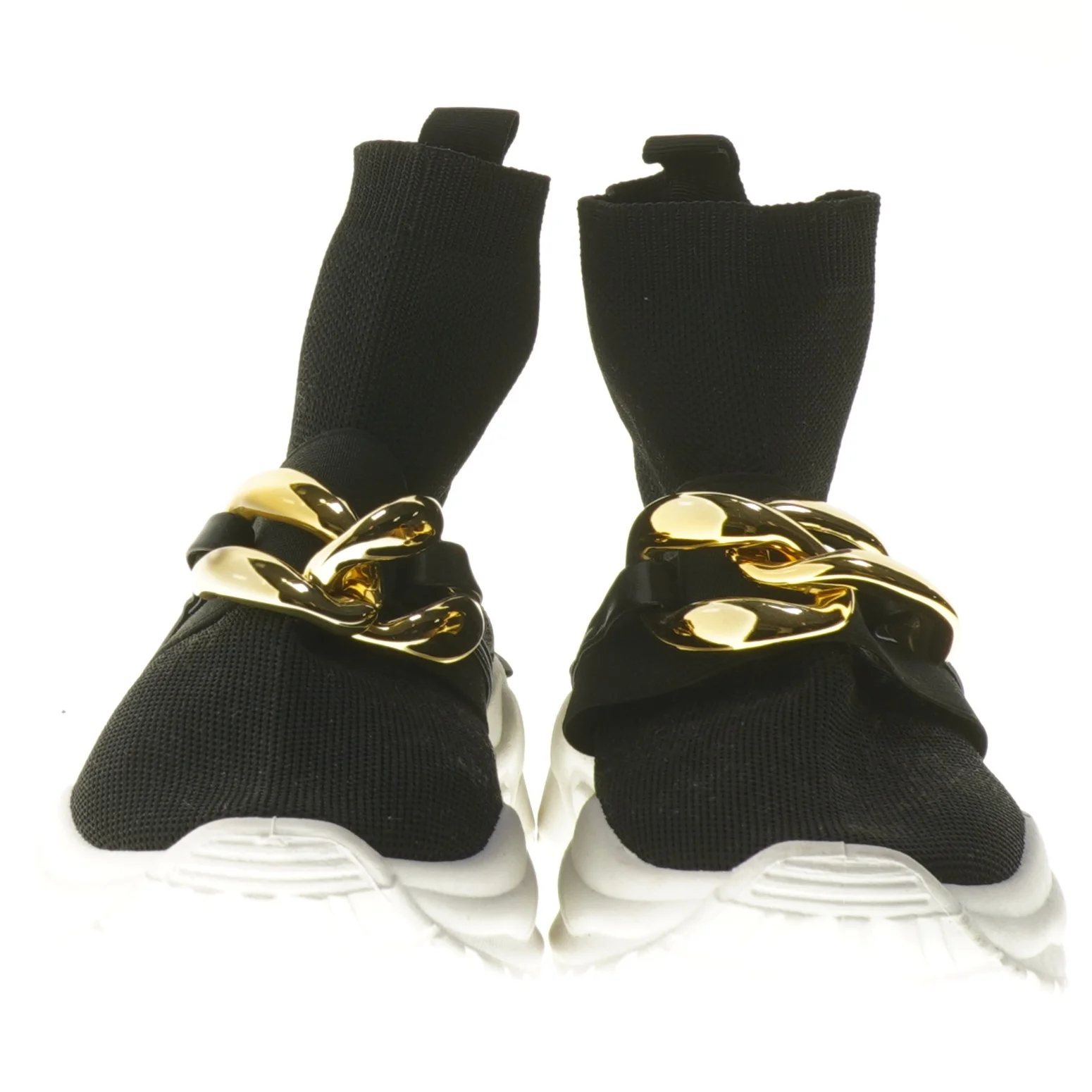 Sort sneakers med guldkæde (str. 38 )