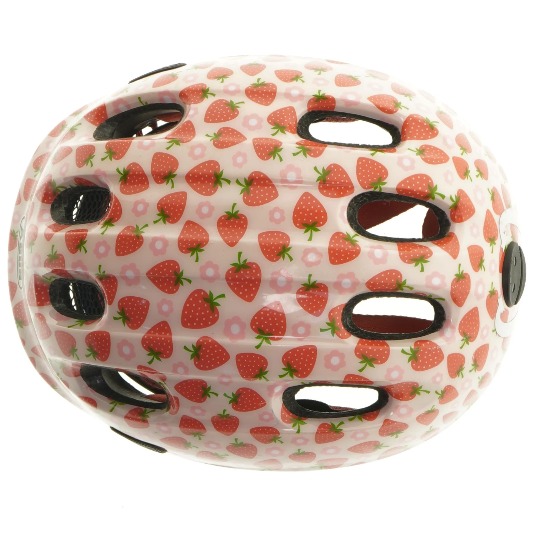 Børnehjelm med jordbærmotiv fra Abus (str. 24 cm)