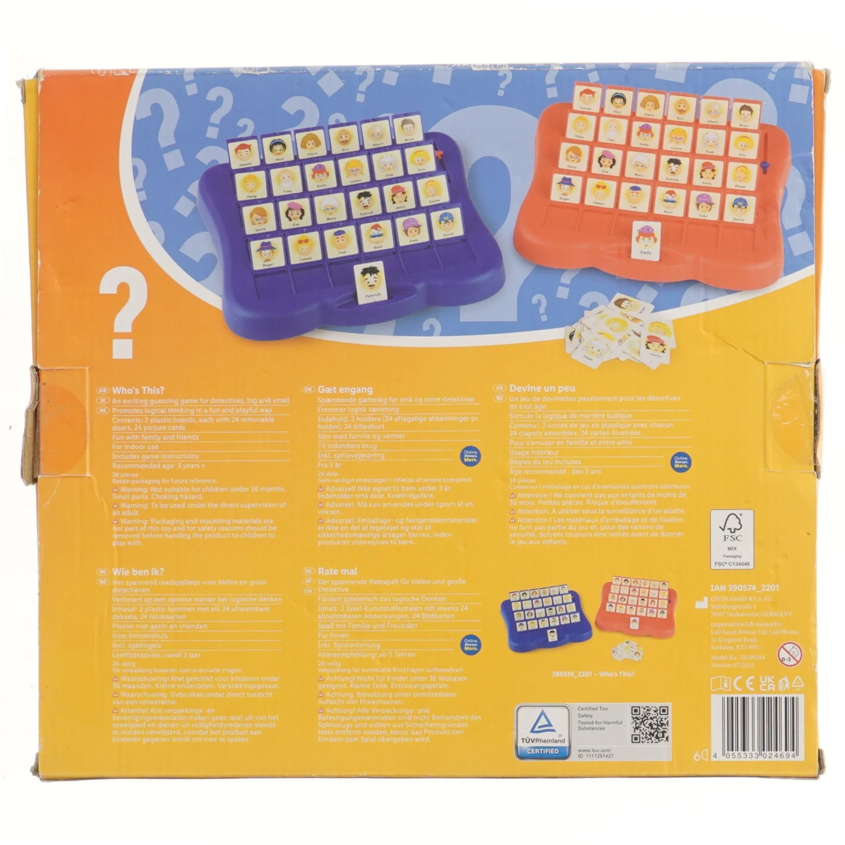 Gæt hvem spil fra Play Tive (str. 31,5x28,5 cm)