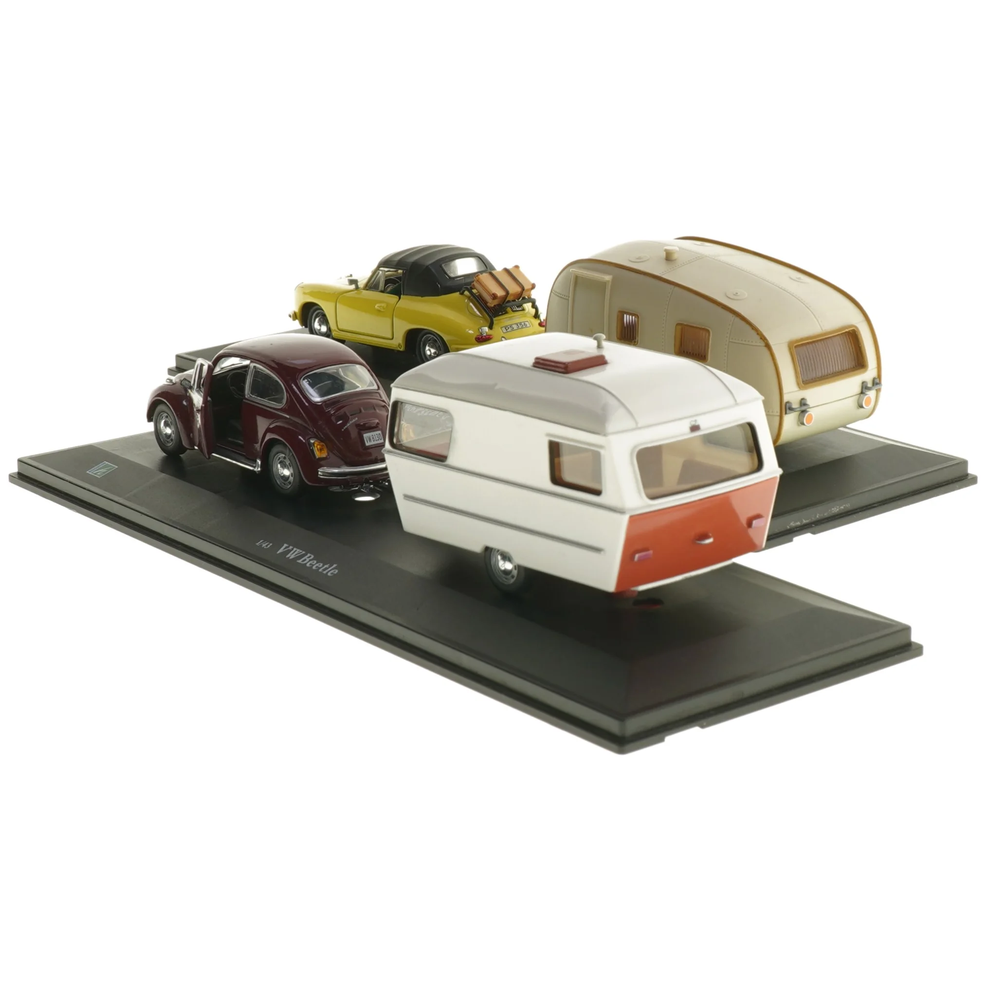 Modelbiler med campingvogne (str. 26,5x9 cm)