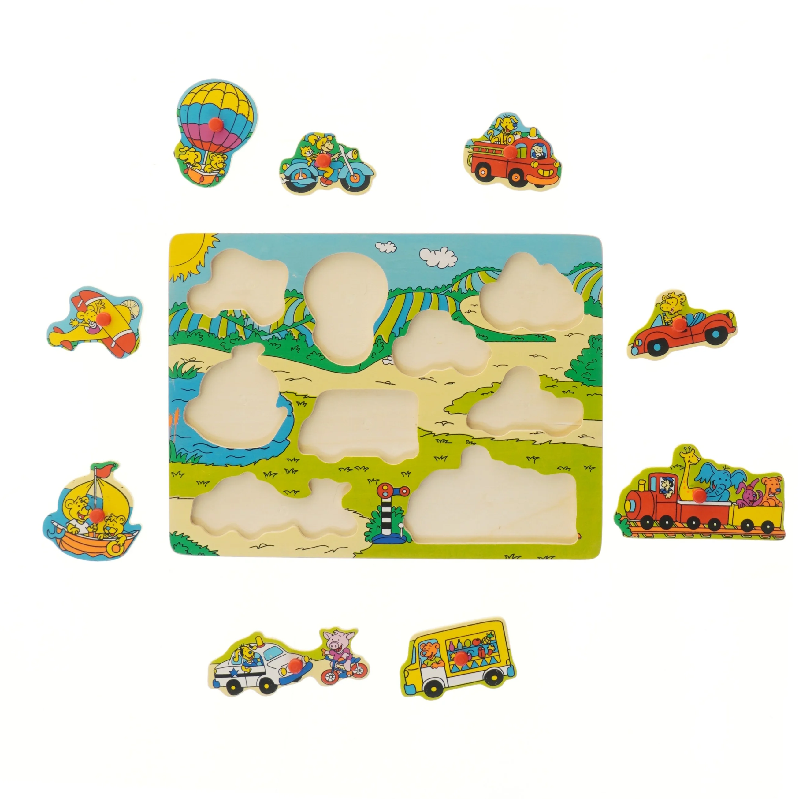 Børnepuslespil med transportmotiver (str. 30x22,5 cm)