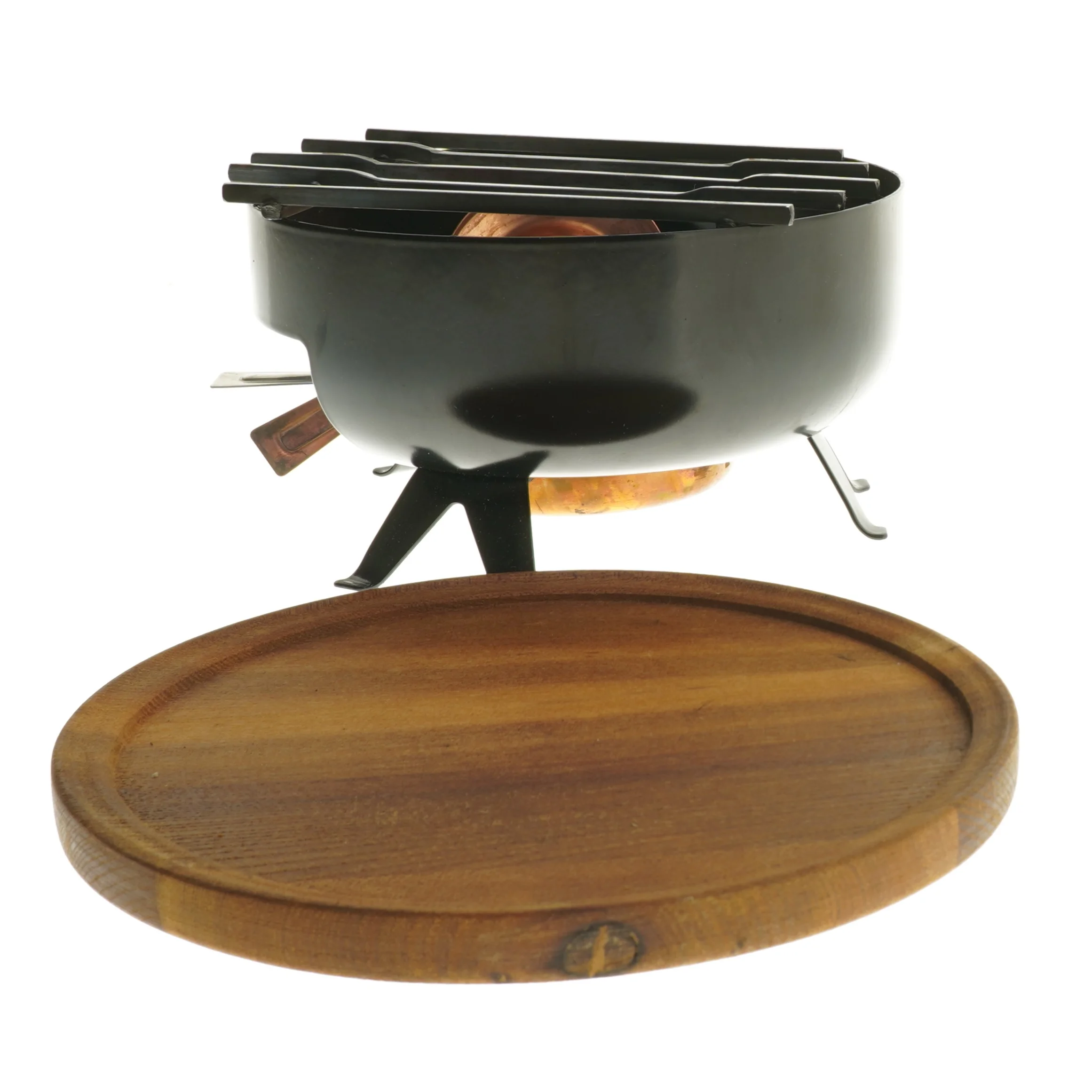 Fondue sæt med træbakke fra Springs (str. Ø 20 cm)