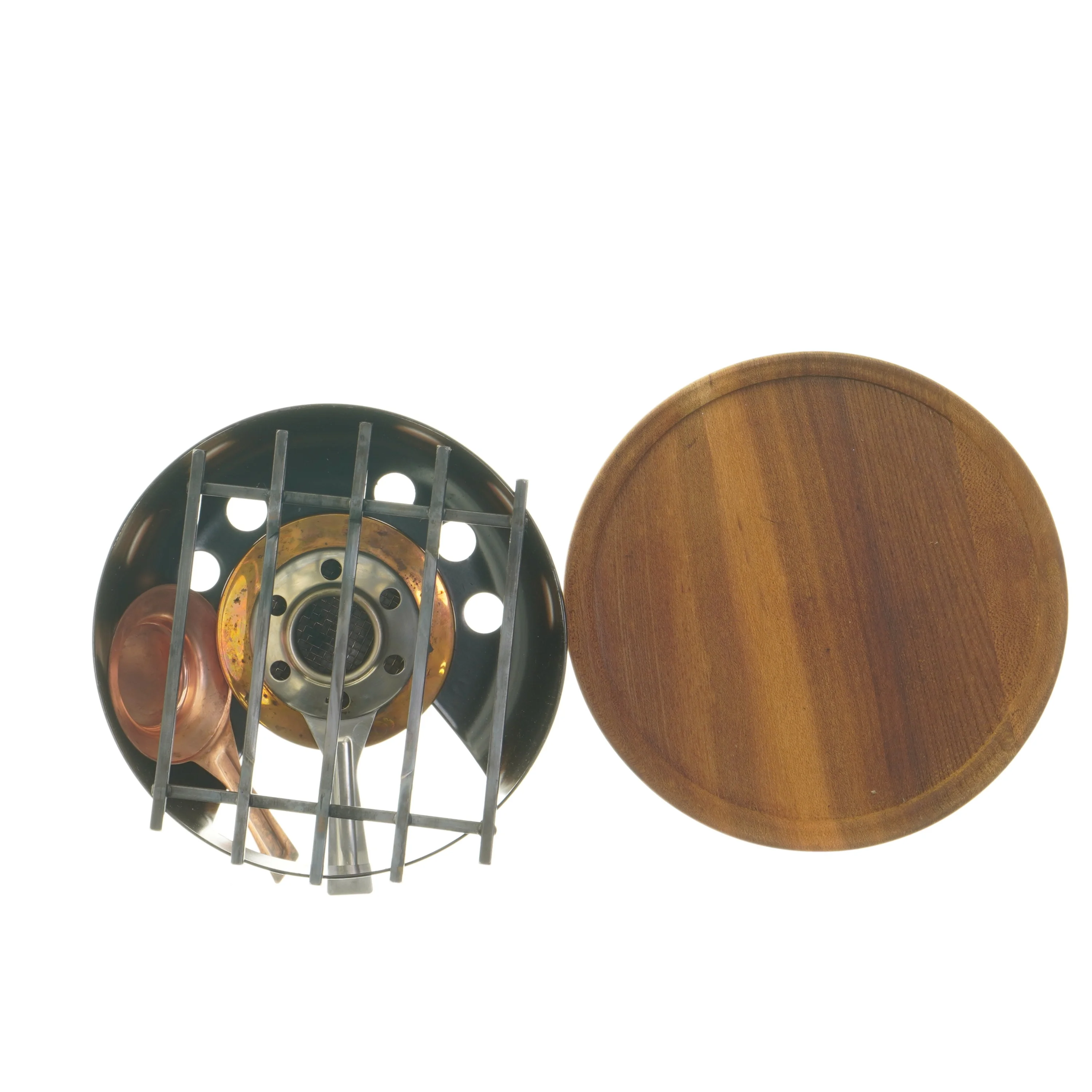 Fondue sæt med træbakke fra Springs (str. Ø 20 cm)