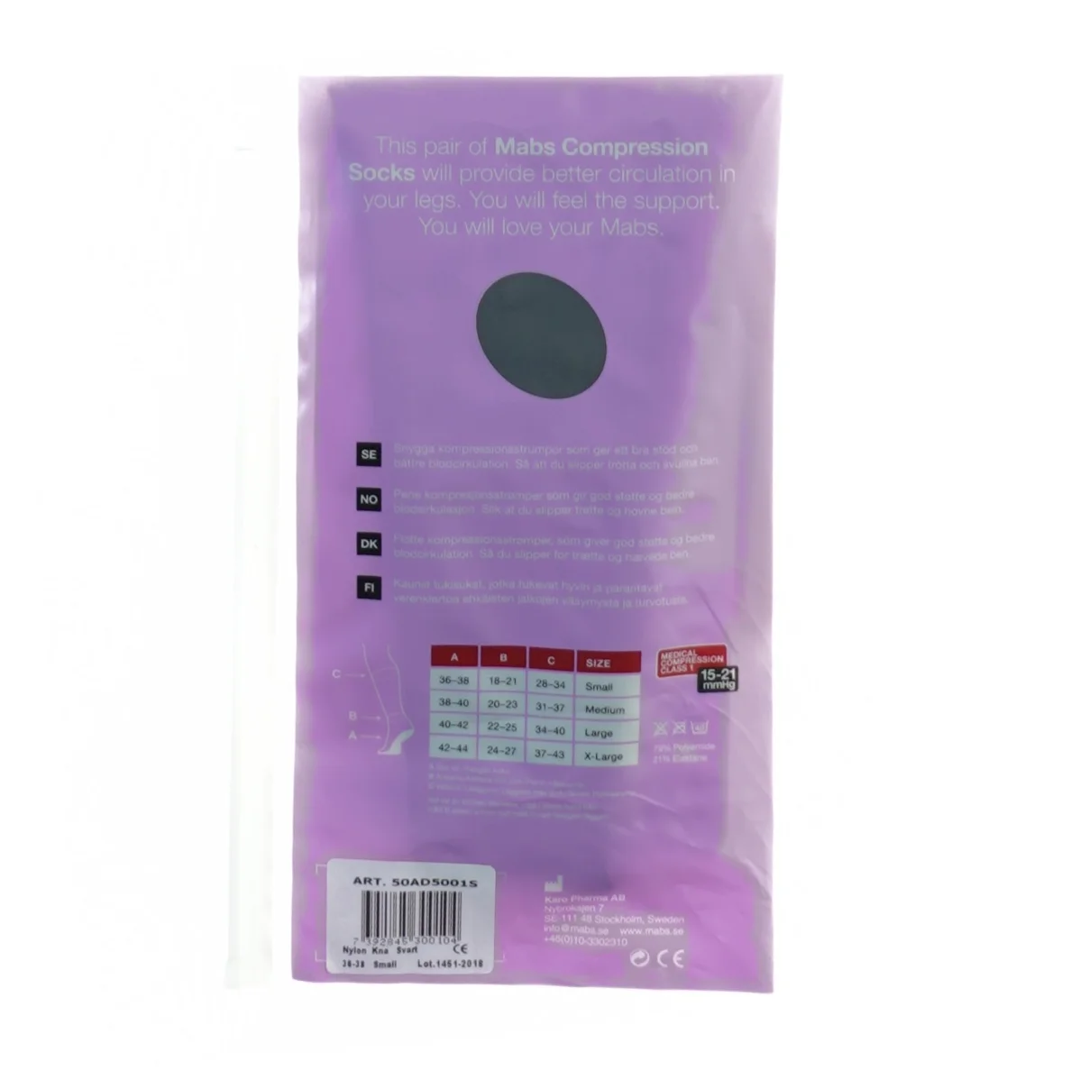 Støttestrømpe fra Mabs (str. 36)