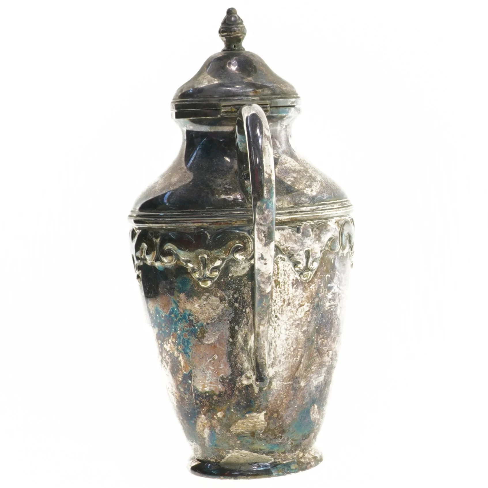 Vintage sølvfarvet kande (str. 25 cm)