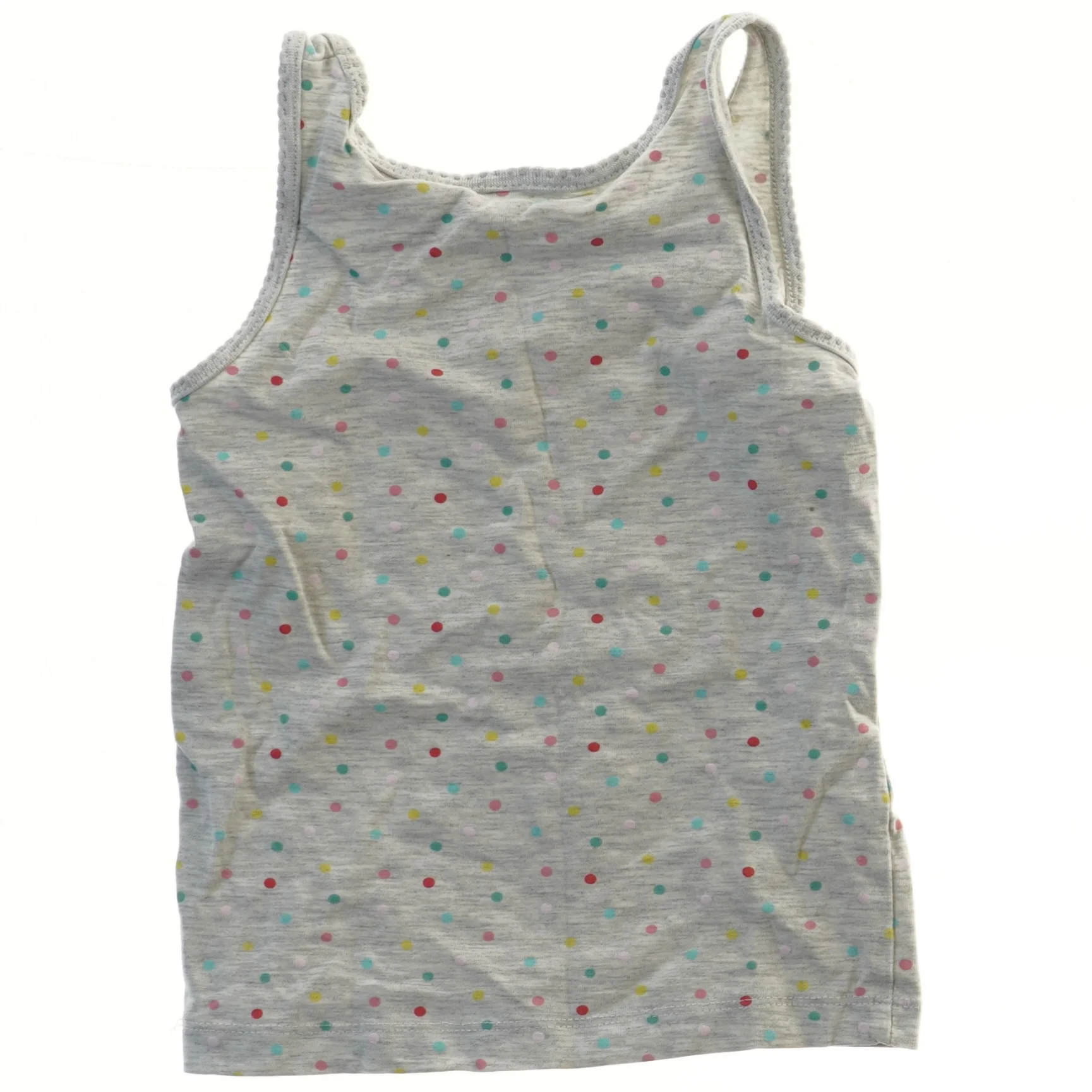 Grå top med farvede prikker (str. 92)