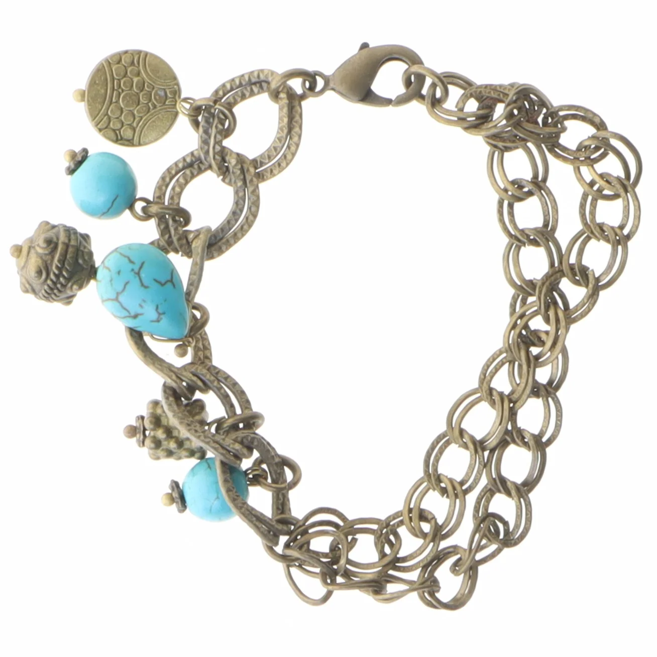 Armbånd med turkis vedhæng (str. 18 cm)