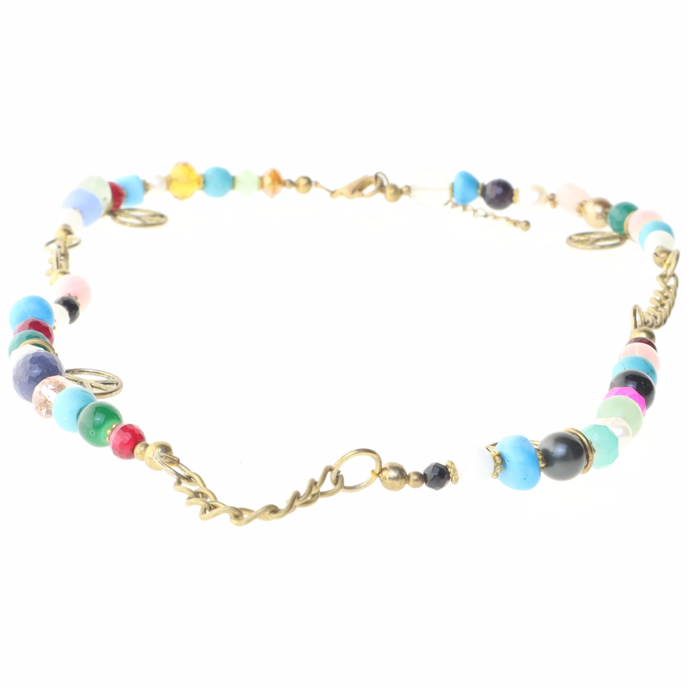 Halskæde med farvede perler (str. 60 cm)