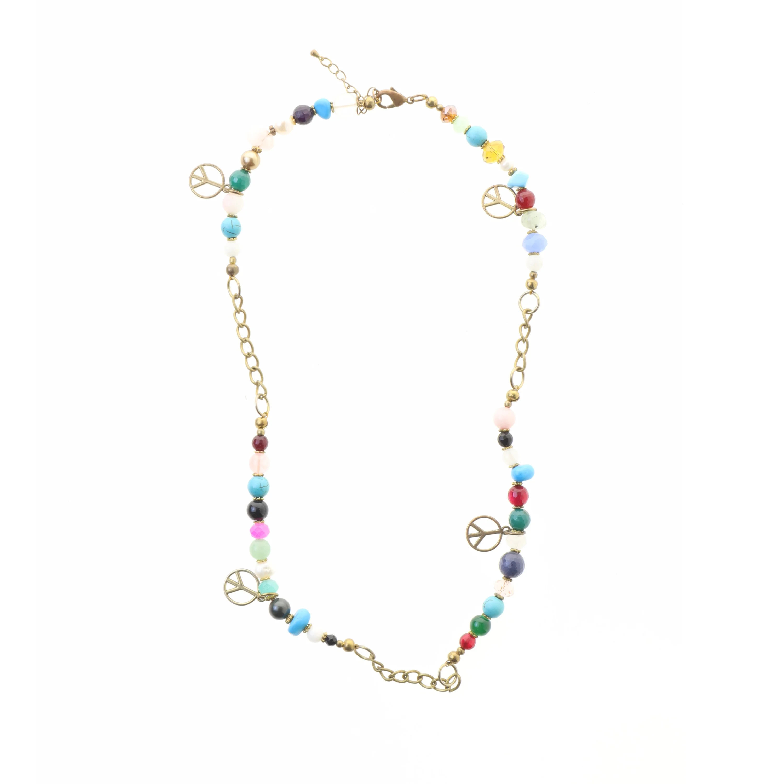 Halskæde med farvede perler (str. 60 cm)