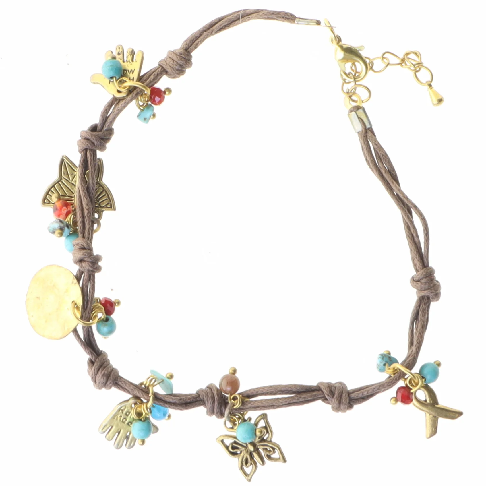 Armbånd med vedhæng og små perler (str. 30 cm)