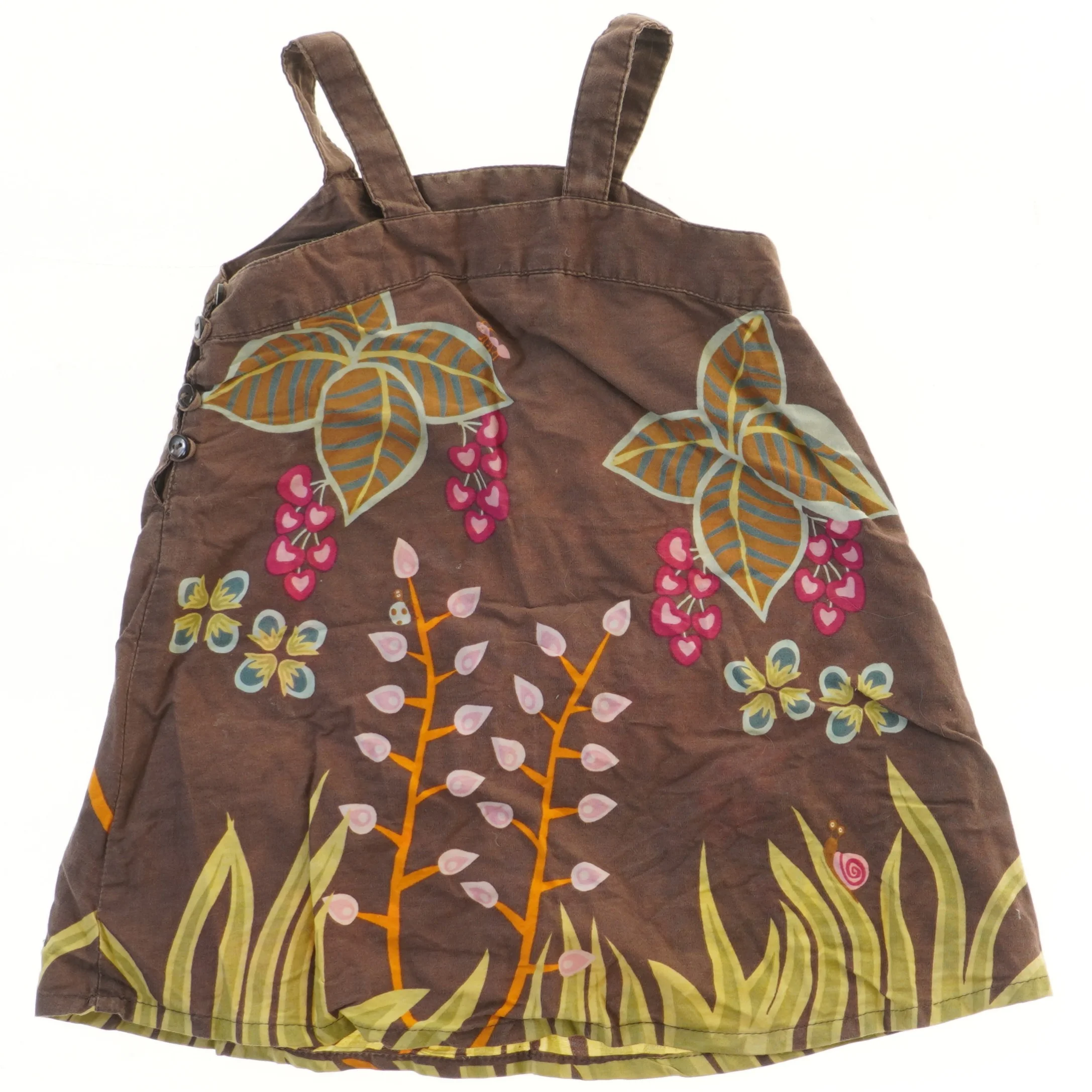 Brun kjole med farverigt dyremotiv fra H&M (str. 74)