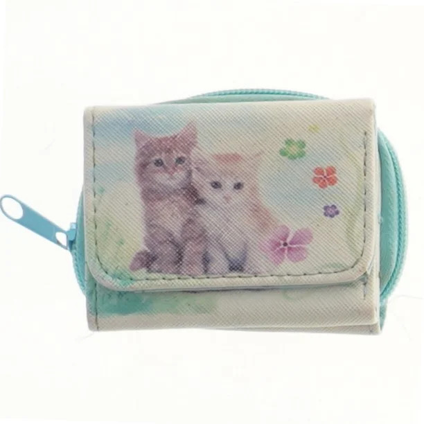 Pung med kattemotiv (str. 10x8 cm)