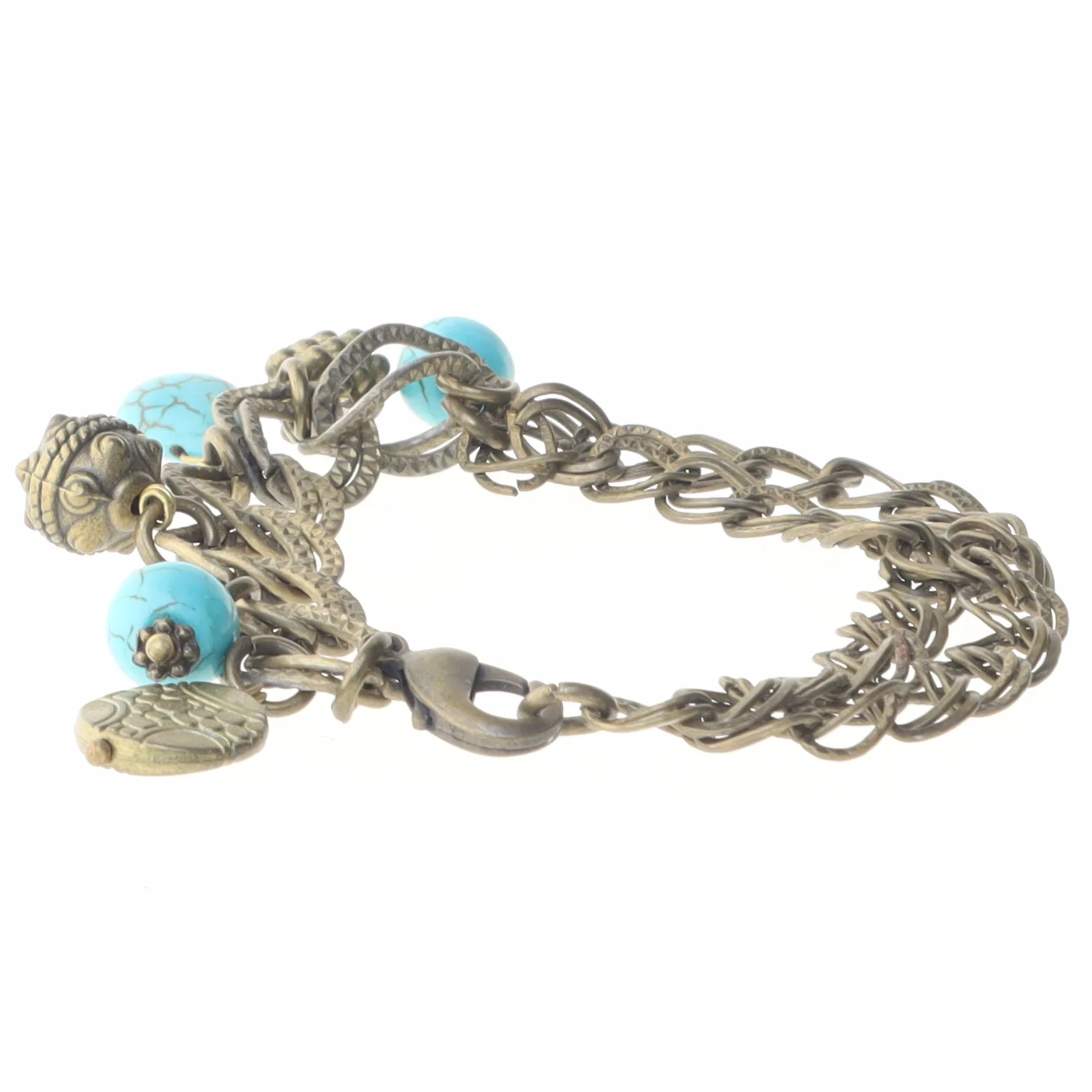 Armbånd med tyrkis vedhæng (str. 19 cm)