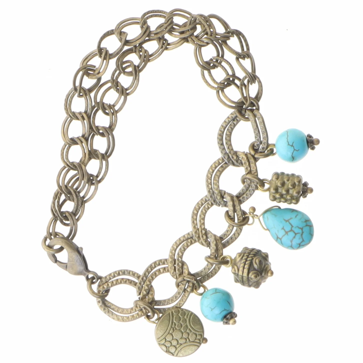 Armbånd med tyrkis vedhæng (str. 19 cm)