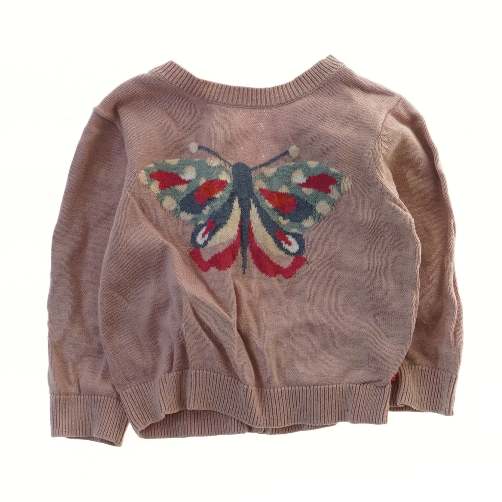 Brun cardigan med sommerfugl motiv (str. 68)