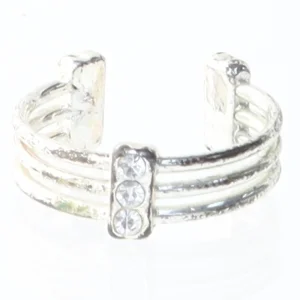 Sølvfarvet ørering med sten (str. 54 mm)