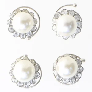 Perle dekorationer med sølvfarvede sten (str. 2 cm, 4 styk cm)