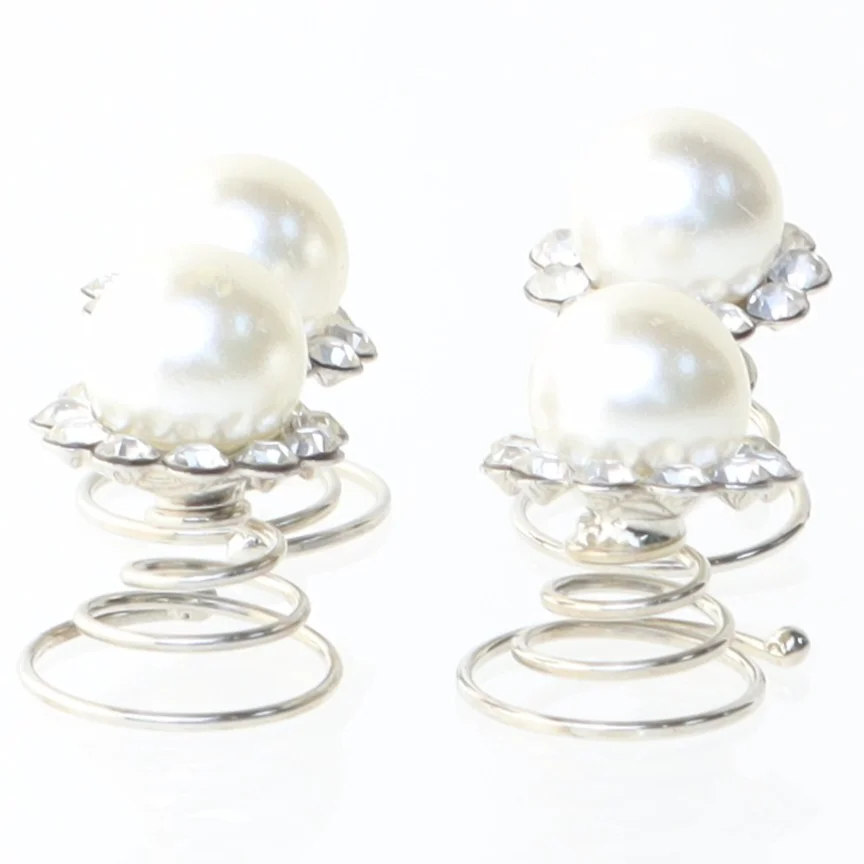 Perle dekorationer med sølvfarvede sten (str. 2 cm, 4 styk cm)