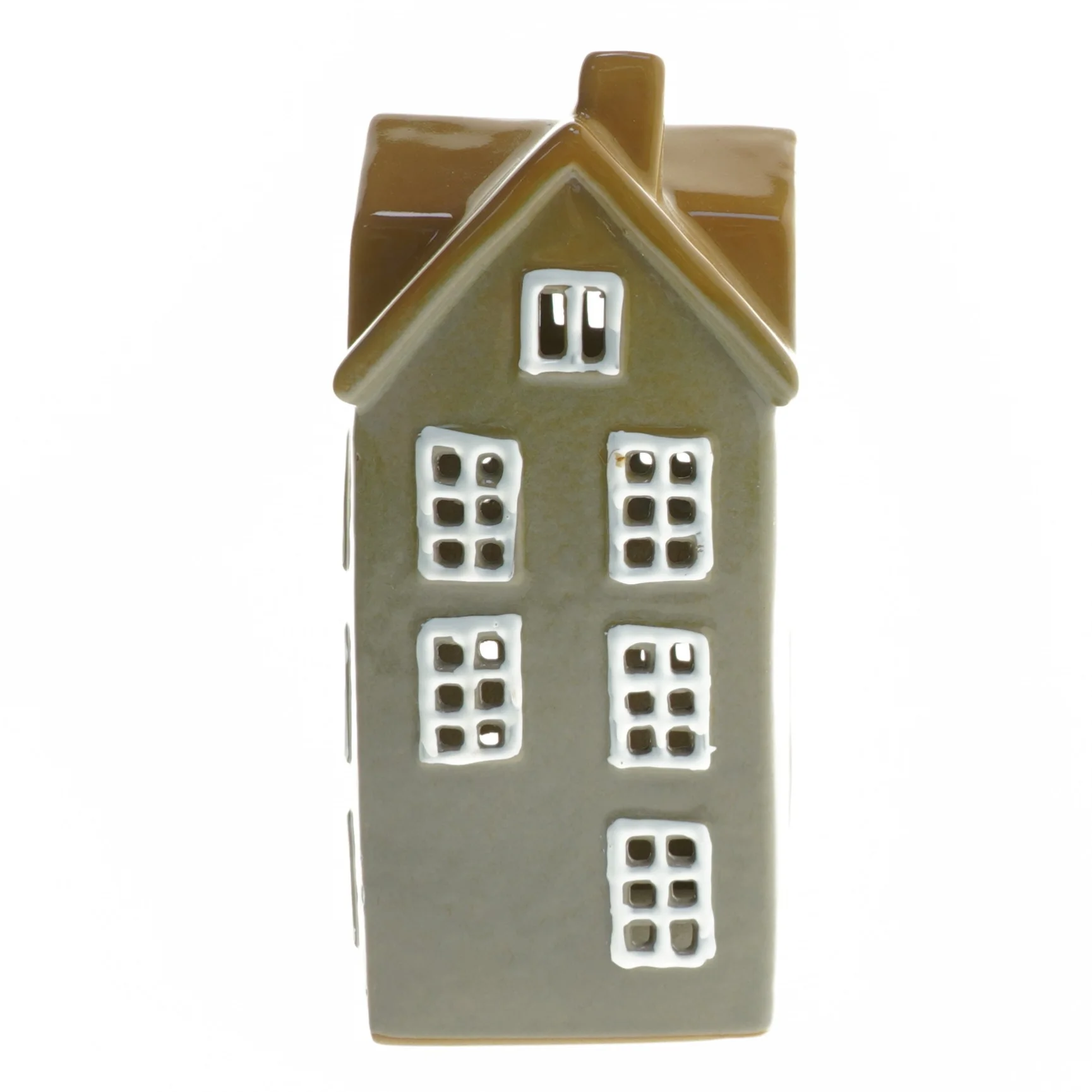 Keramik hus lysestage (str. 24x13x9 cm)