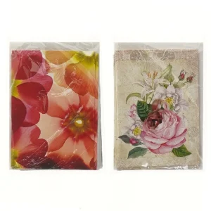 Sæt af 20 blomsterdesignede kort med kuverter (str. 20 stk 10,5x15 cm)